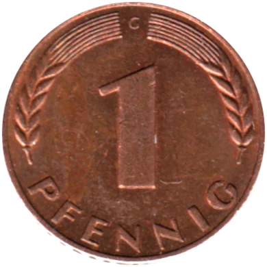 1 Pfennig, 1967 Reverse