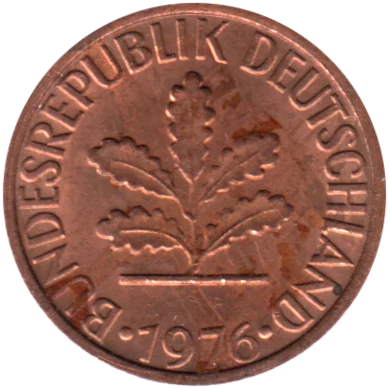 1 Pfennig, 1976 Obverse