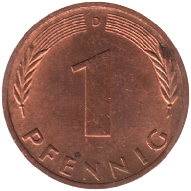 1 Pfennig, 1976 Reverse