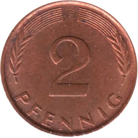 2 Pfennigs, 1975 Reverse