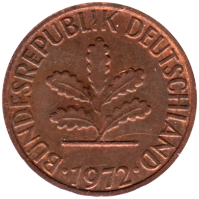 1 Pfennig, 1972 Obverse