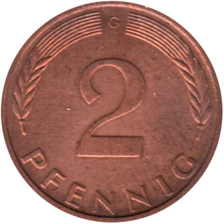 2 Pfennigs, 1971 Reverse