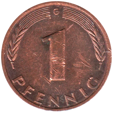 1 Pfennig, 1977 Reverse