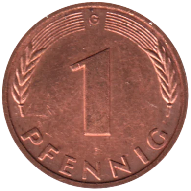 1 Pfennig, 1995 Reverse