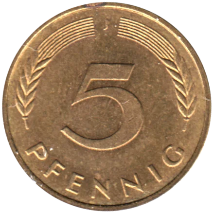 5 Pfennigs, 1990 Reverse
