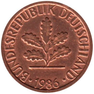 1 Pfennig, 1986 Obverse