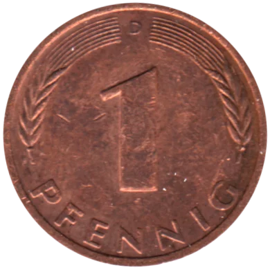 1 Pfennig, 1996 Reverse