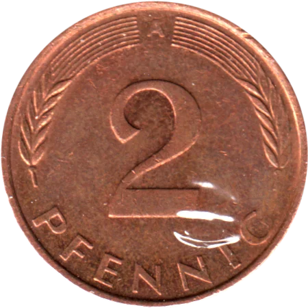 2 Pfennigs, 1995 Reverse