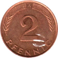 Preview 2 Pfennigs, 1995 reverse