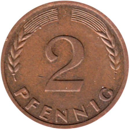 2 Pfennigs, 1961 Reverse