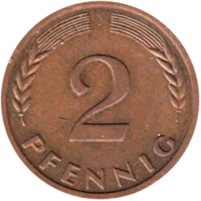 Preview 2 Pfennigs, 1961 reverse