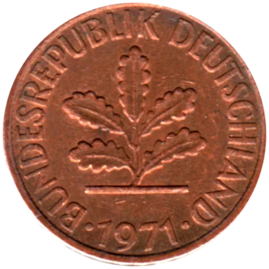 1 Pfennig, 1971 Obverse