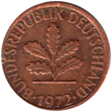 1 Pfennig, 1972 Obverse