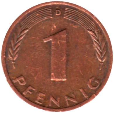 1 Pfennig, 1972 Reverse