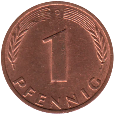 1 Pfennig, 1980 Reverse