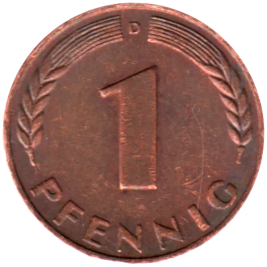 1 Pfennig, 1969 Reverse