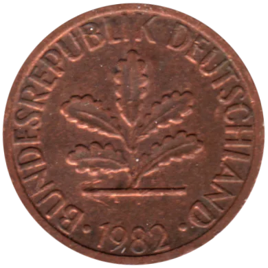 1 Pfennig, 1982 Obverse