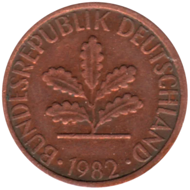 1 Pfennig, 1982 Obverse