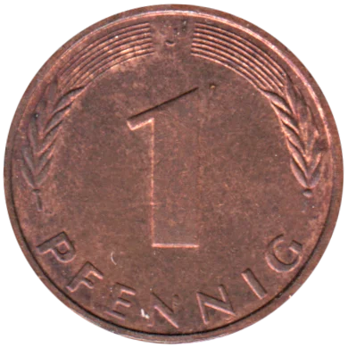 1 Pfennig, 1991 Reverse