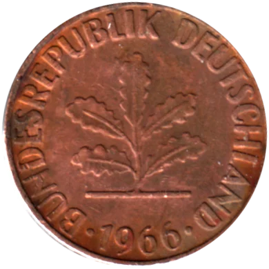 1 Pfennig, 1966 Obverse