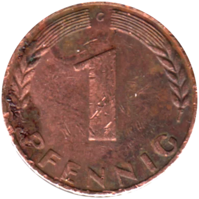 1 Pfennig, 1966 Reverse