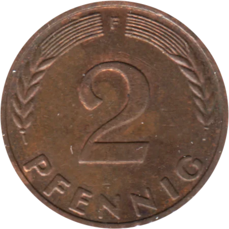 2 Pfennigs, 1961 Reverse