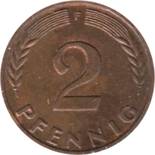 Preview 2 Pfennigs, 1961 reverse