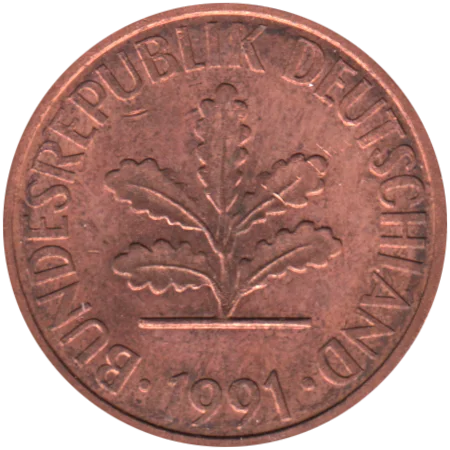 2 Pfennigs, 1991 Obverse
