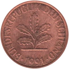 Preview 2 Pfennigs, 1991 obverse