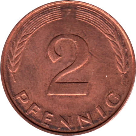 2 Pfennigs, 1991 Reverse