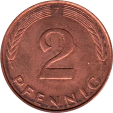 Preview 2 Pfennigs, 1991 reverse