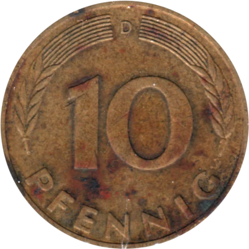10 Pfennigs, 1976 Reverse
