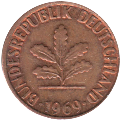 1 Pfennig, 1969 Obverse
