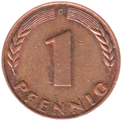 1 Pfennig, 1969 Reverse