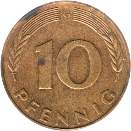 10 Pfennigs, 1975 Reverse