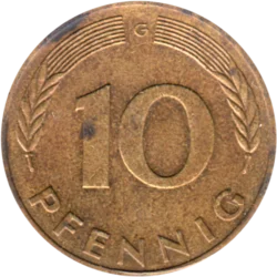 Preview 10 Pfennigs, 1975 reverse