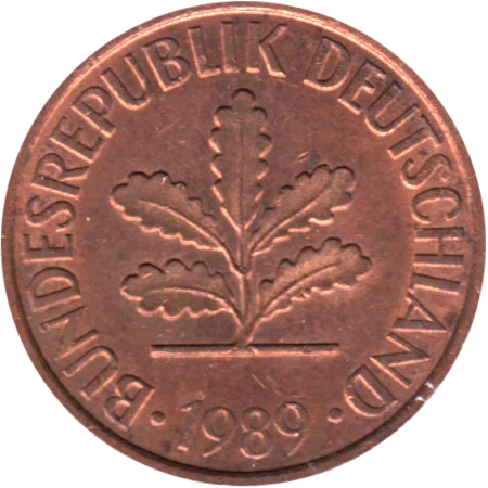 2 Pfennigs, 1989 Obverse