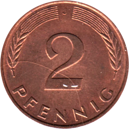 2 Pfennigs, 1989 Reverse