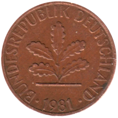 1 Pfennig, 1981 Obverse