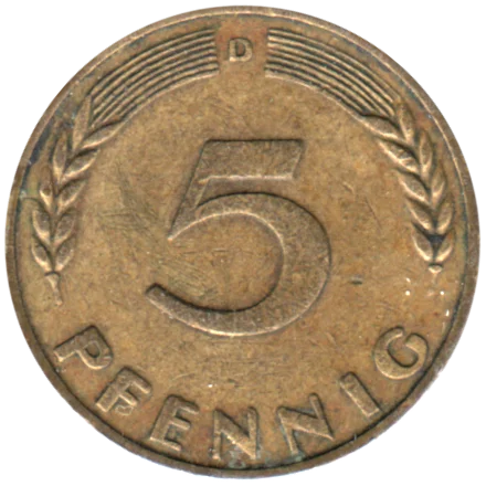 5 Pfennigs, 1950 Reverse