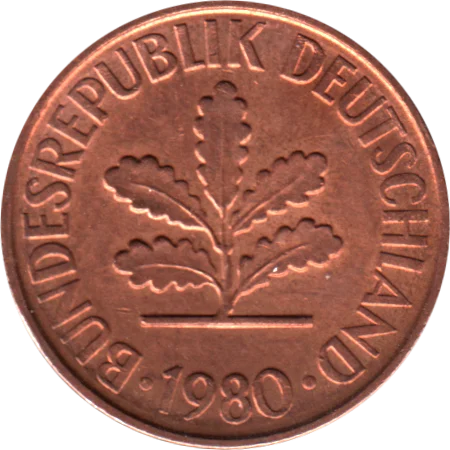 2 Pfennigs, 1980 Obverse