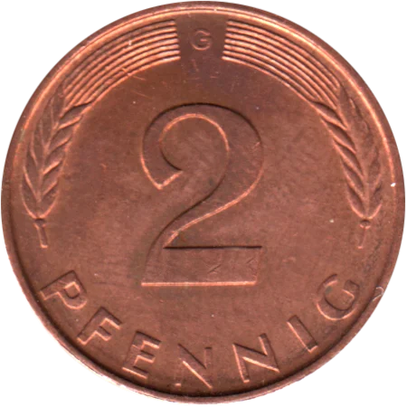 2 Pfennigs, 1980 Reverse