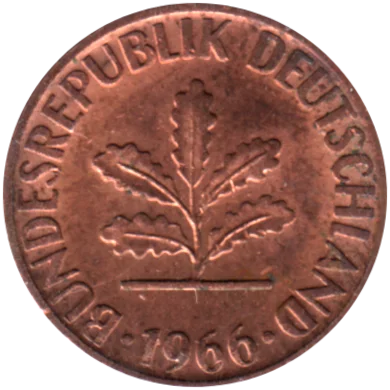 1 Pfennig, 1966 Obverse