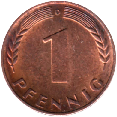 1 Pfennig, 1966 Reverse