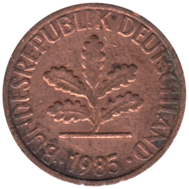 1 Pfennig, 1985 Obverse
