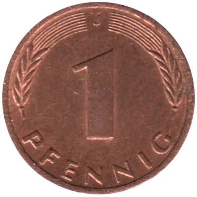 1 Pfennig, 1995 Reverse