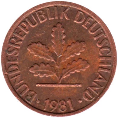 1 Pfennig, 1981 Obverse