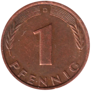 1 Pfennig, 1981 Reverse