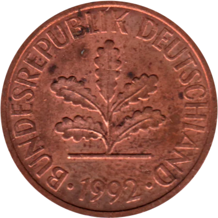 2 Pfennigs, 1992 Obverse