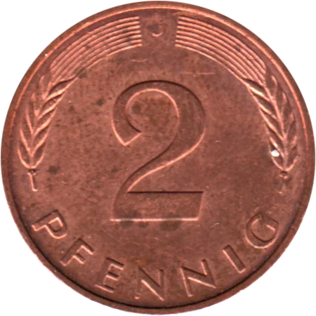 2 Pfennigs, 1992 Reverse